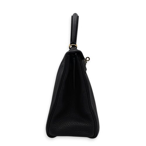 Kelly 25 Black in Togo Gold hardware