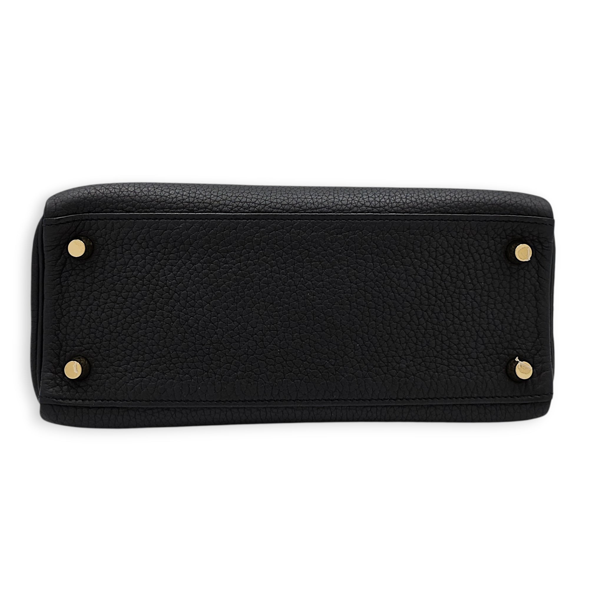 Kelly 25 Black in Togo Gold hardware