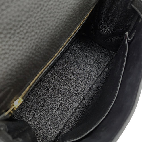 Kelly 25 Black in Togo Gold hardware