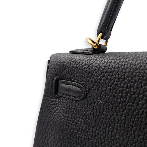 Kelly 25 Black in Togo Gold hardware