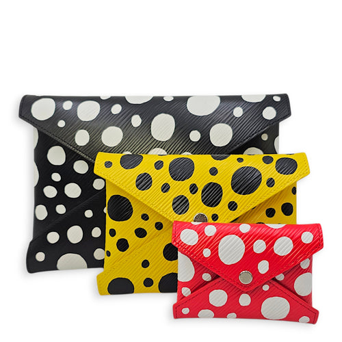 LV x YK Pochette set with Polka Dot Motif Yellow Clutch in Epi Leather Silver hardware