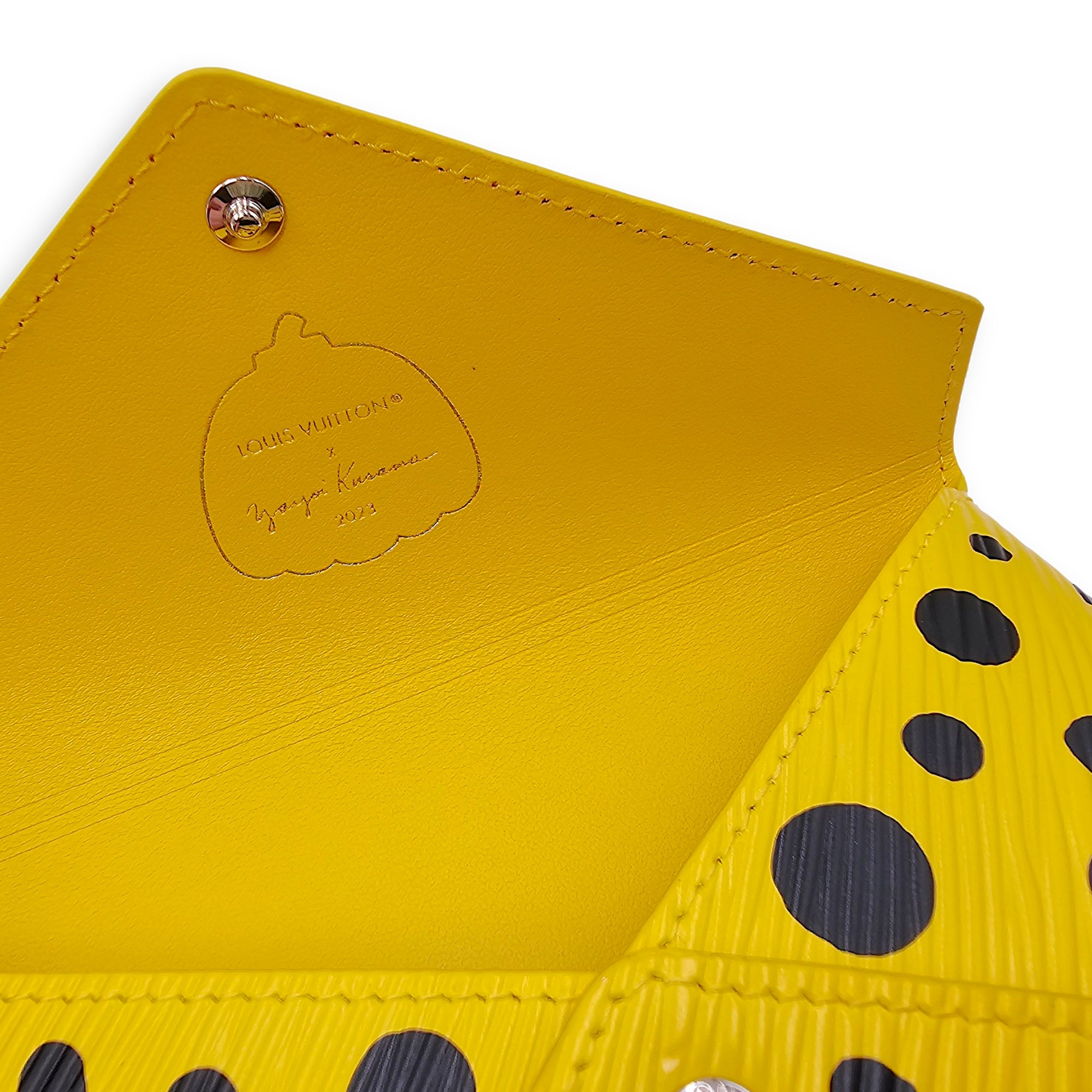 LV x YK Pochette set with Polka Dot Motif Yellow Clutch in Epi Leather Silver hardware