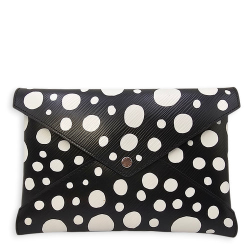 LV x YK Pochette set with Polka Dot Motif Yellow Clutch in Epi Leather Silver hardware
