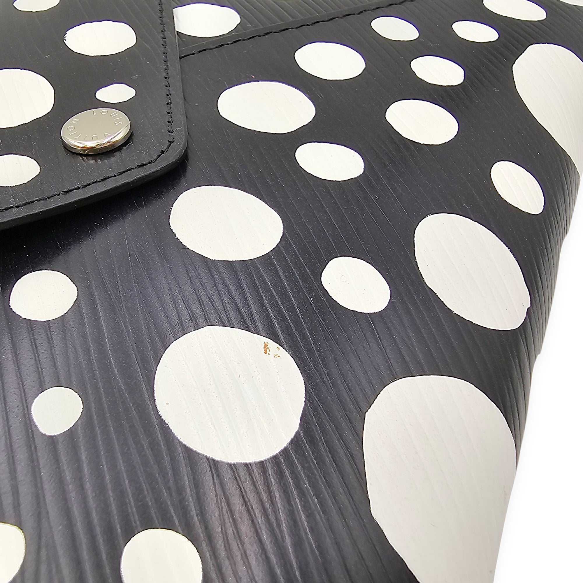 LV x YK Pochette set with Polka Dot Motif Yellow Clutch in Epi Leather Silver hardware