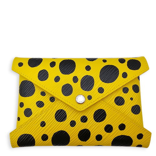 LV x YK Pochette set with Polka Dot Motif Yellow Clutch in Epi Leather Silver hardware