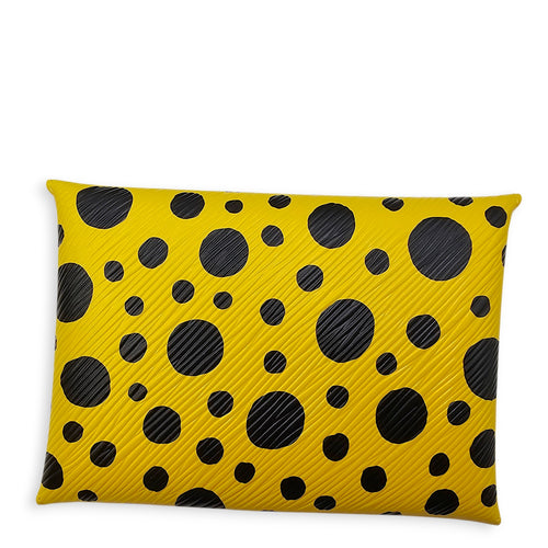 LV x YK Pochette set with Polka Dot Motif Yellow Clutch in Epi Leather Silver hardware