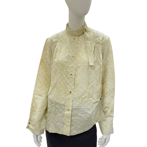 LV Monogram Shirt 34 Vanilla Ready-To-Wear in Silk Gold hardware CL2604-20914 1
