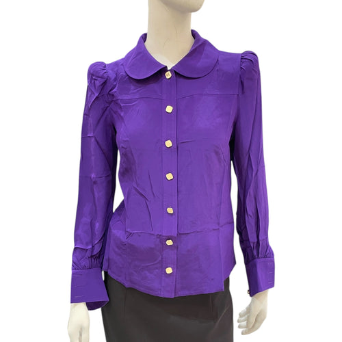 Puffy Sleeved Blous 36 Purple Ready-To-Wear in Silk Gold hardware CL2604-20915 1