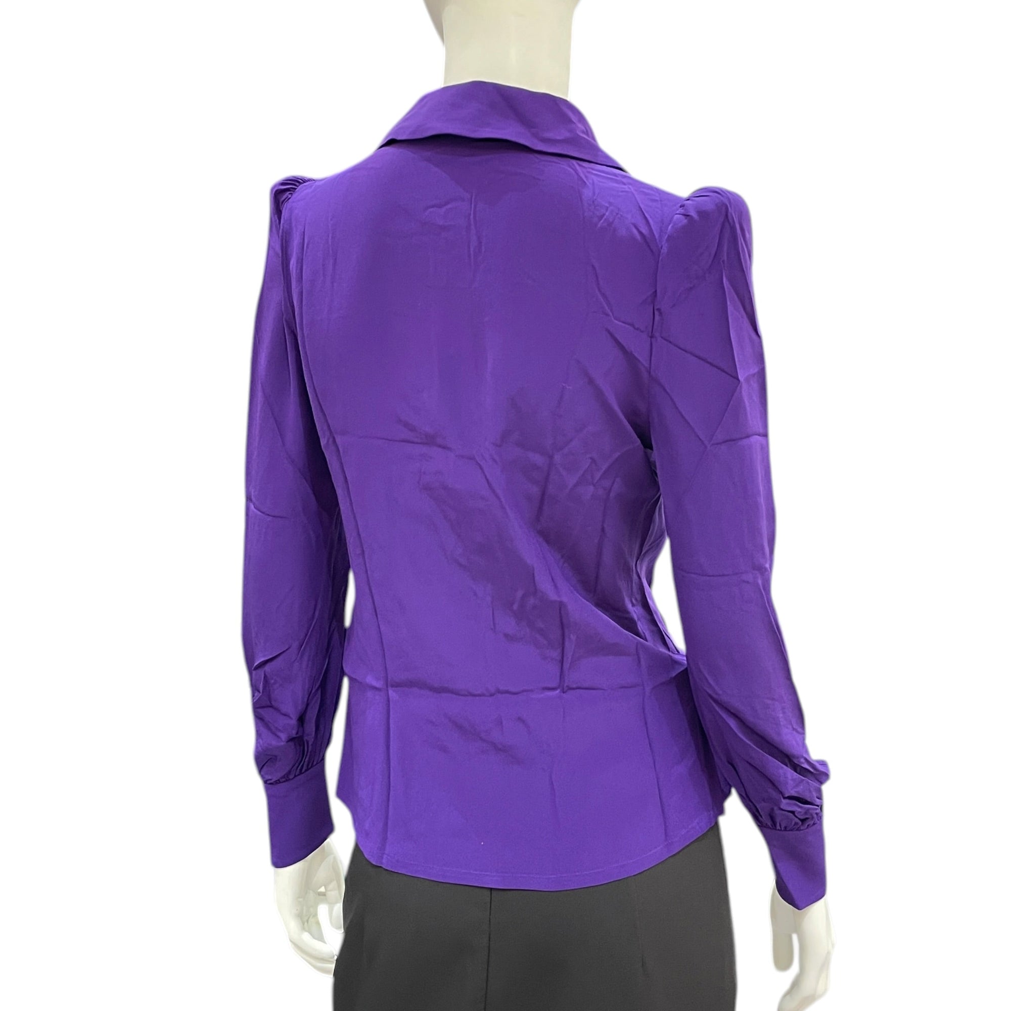 Puffy Sleeved Blous 36 Purple Ready-To-Wear in Silk Gold hardware CL2604-20915 2