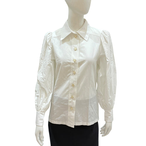 Puffy Sleeved Shirt 34 White Ready-To-Wear in Cotton Enamel hardware CL2604-20916 1