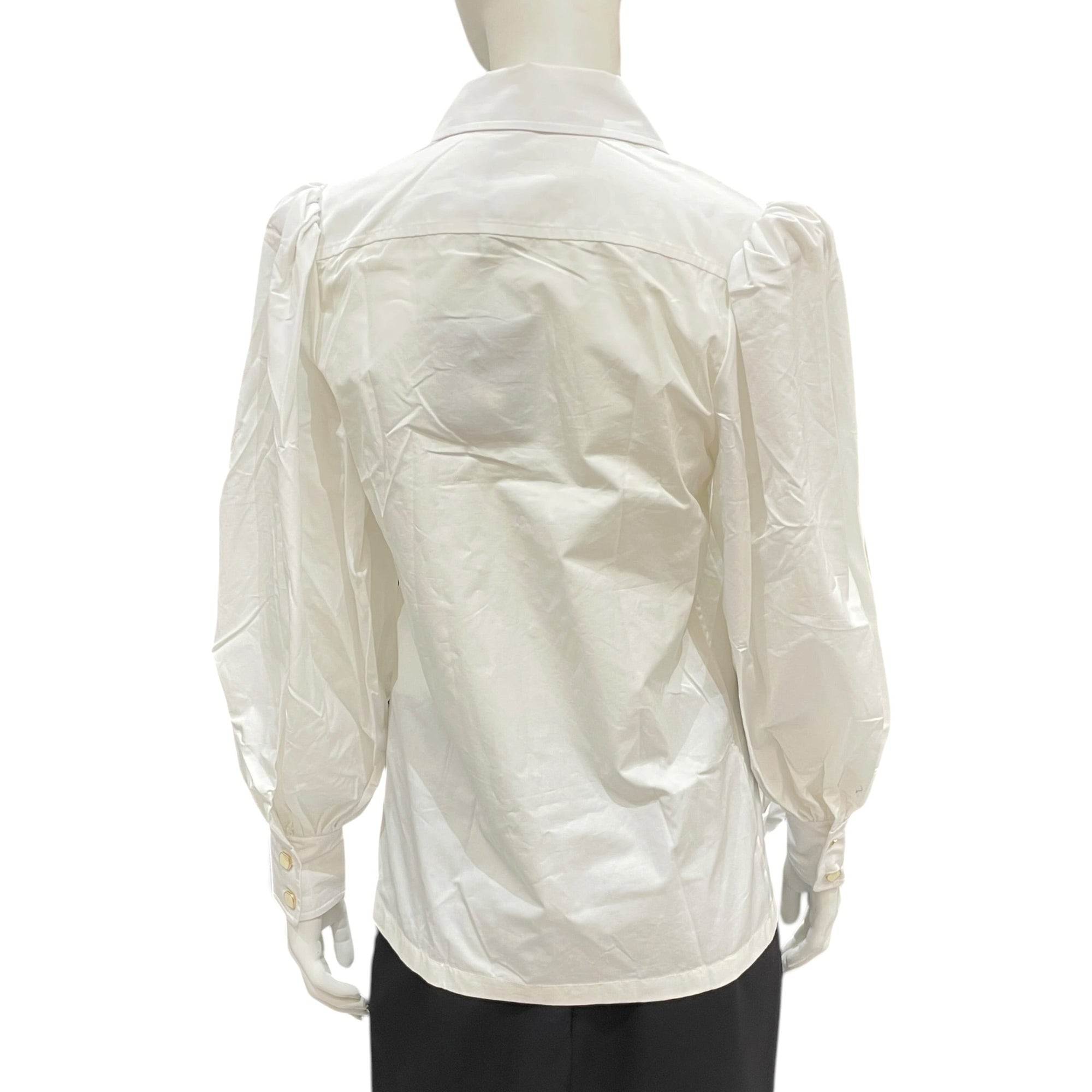 Puffy Sleeved Shirt 34 White Ready-To-Wear in Cotton Enamel hardware CL2604-20916 2