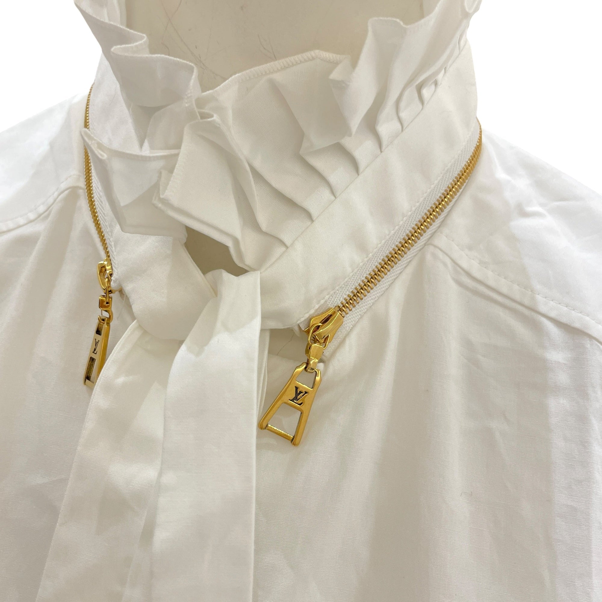 Ruffles Collar Long Sleeved Shirt 34 White Ready-To-Wear in Cotton CL2604-20918 3