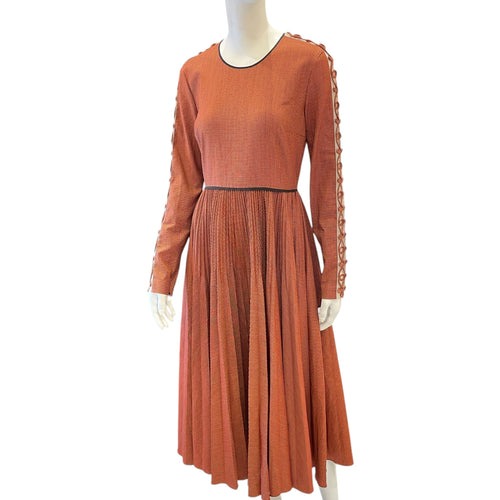 Pleated Dress 38 Rust Ready-To-Wear in Wool CL2604-20922 1