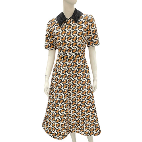 Quilted Leopard Print Dress 38 Brown Ready-To-Wear in Cotton CL2604-20923 1