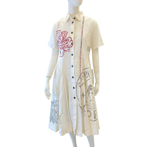 Midi Length Shirt Dress 34 White Ready-To-Wear in Cotton CL2604-20925 1