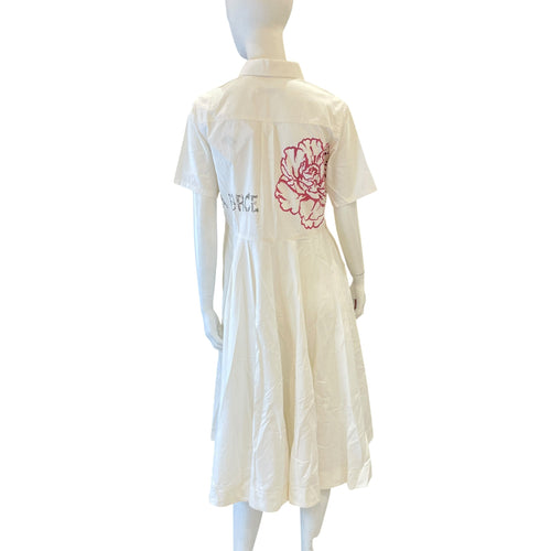 Midi Length Shirt Dress 34 White Ready-To-Wear in Cotton CL2604-20925 2