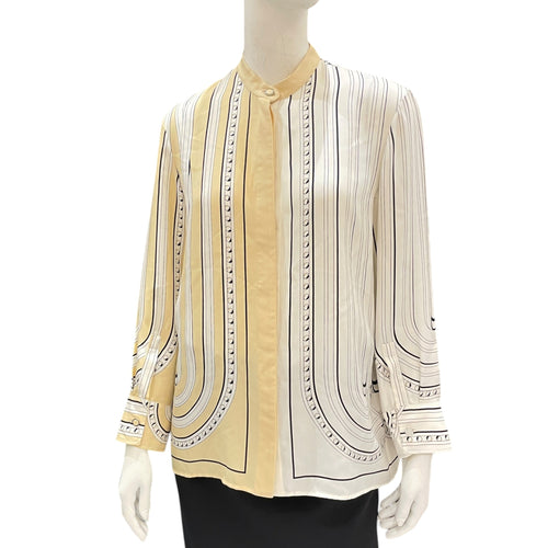 Striped Silk Blouse 38 Beige Ready-To-Wear CL2604-20948 1