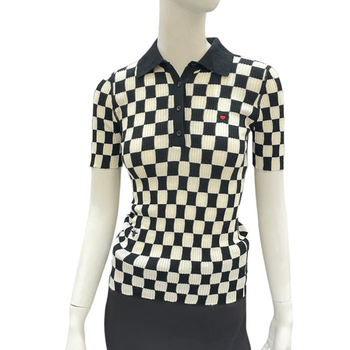 Dioramour Checkered Knitted Top 34 Black Ready-To-Wear in Cashmere CL2604-20953 1