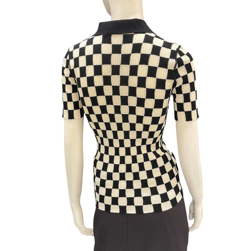 Dioramour Checkered Knitted Top 34 Black Ready-To-Wear in Cashmere CL2604-20953 2