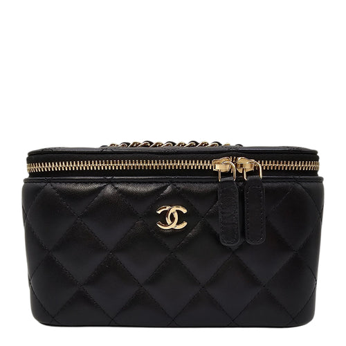 Vanity Case with Strap Black Crossbody Bag in Lambskin Gold hardware CL2604-20959 1