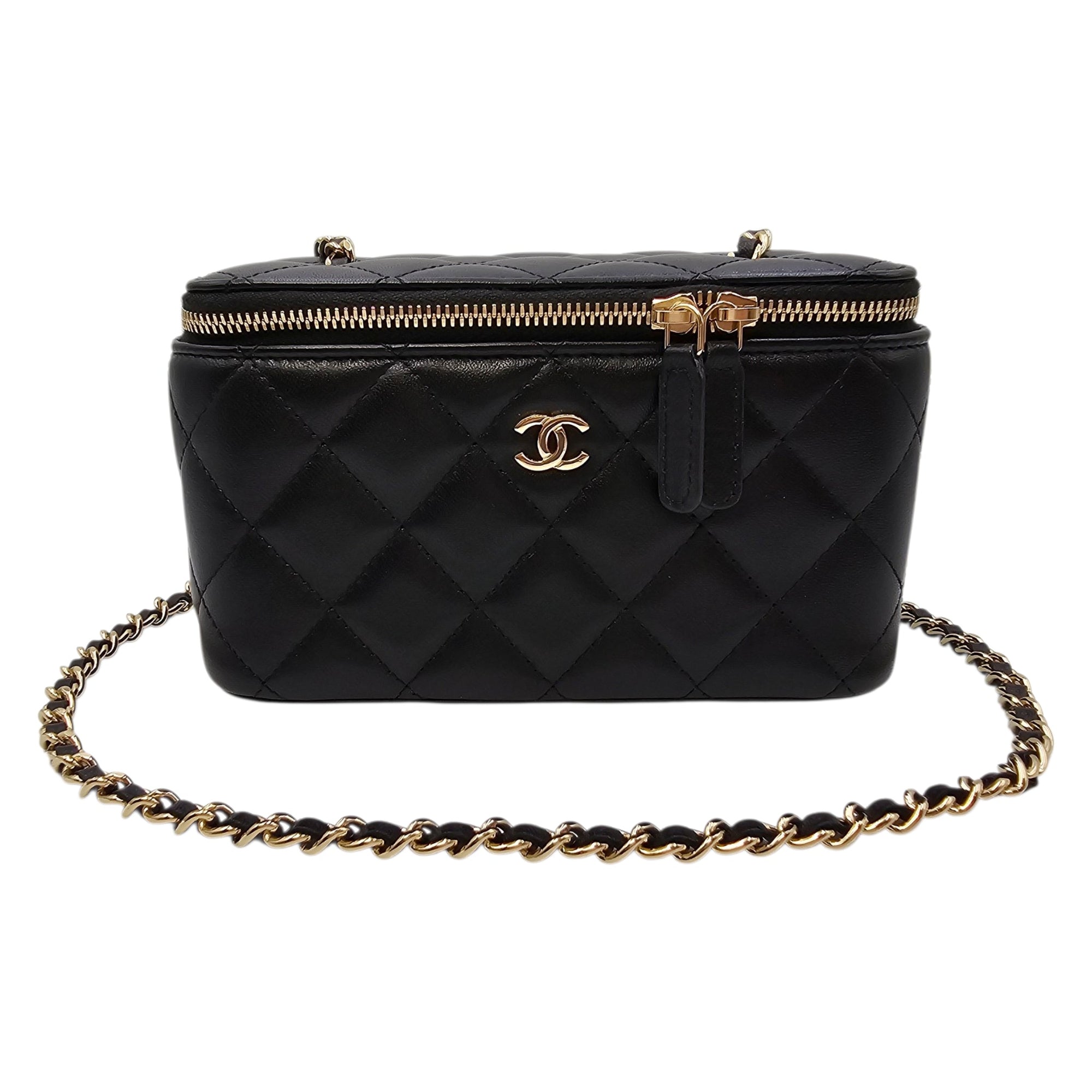 Vanity Case with Strap Black Crossbody Bag in Lambskin Gold hardware CL2604-20959 16