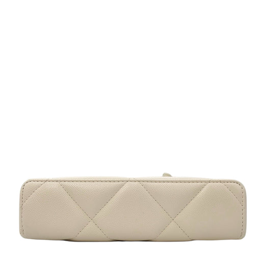 Quilted Slim Top Handle Vanity Case with Strap White Crossbody Bag in Caviar Leather Gold hardware CL2604-20972 5