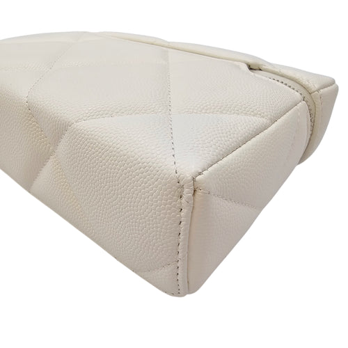 Slim Caviar Quilted Top Handle Vanity Case White Crossbody Bag in Caviar Leather Gold hardware