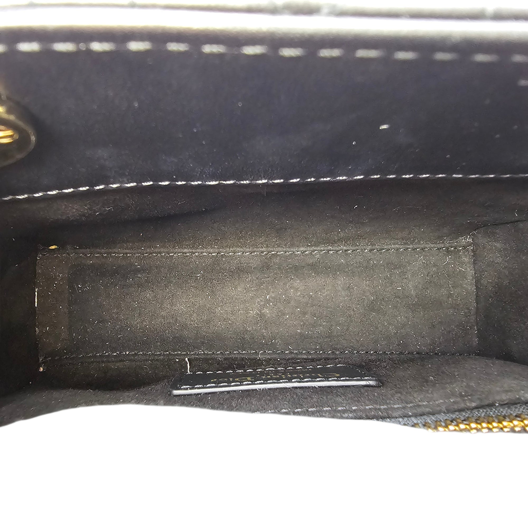Mini Lady Dior Black Top Handle Bag in Lambskin Gold hardware