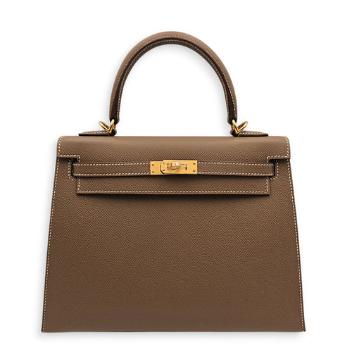 Sellier Kelly 25 Etoupe in Epsom Gold hardware