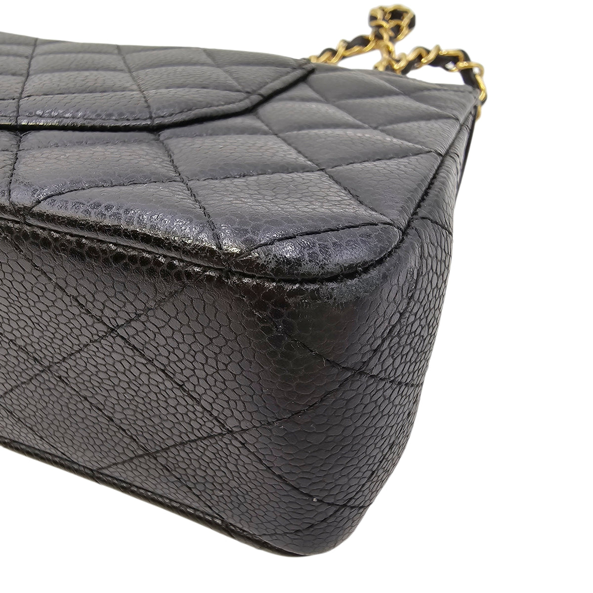 Medium Classic Flap Black Shoulder Bag in Caviar Leather Gold hardware