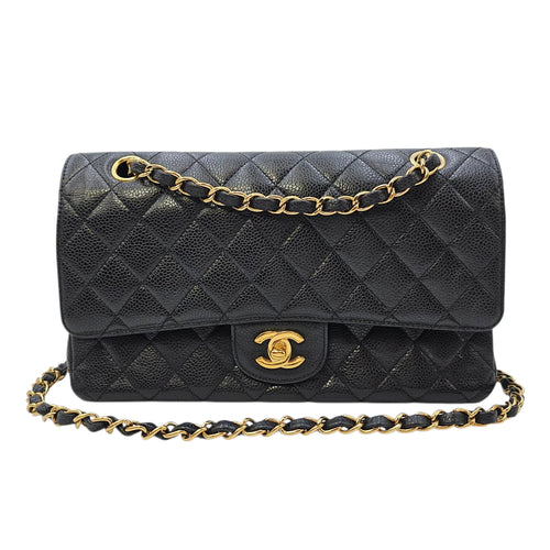 Quilted Classic Double Flap Medium Black Shoulder Bag in Caviar Leather Gold hardware CL2604-20986 17