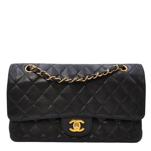Quilted Classic Double Flap Medium Black Shoulder Bag in Caviar Leather Gold hardware CL2604-20986 1