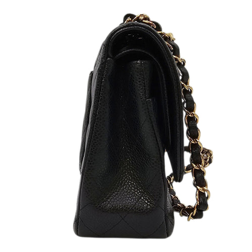 Quilted Classic Double Flap Medium Black Shoulder Bag in Caviar Leather Gold hardware CL2604-20986 3