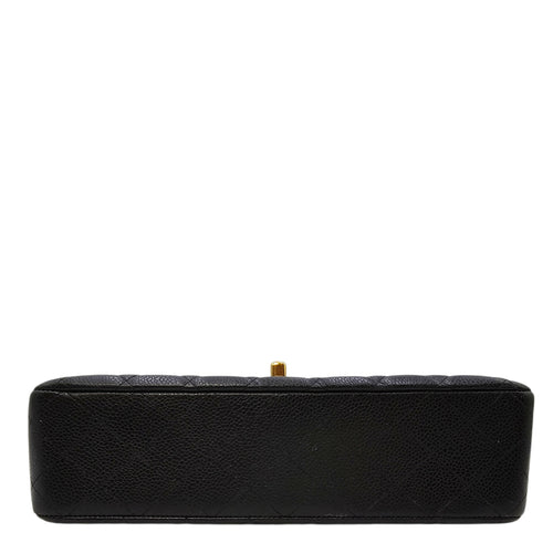 Medium Classic Flap Black Shoulder Bag in Caviar Leather Gold hardware