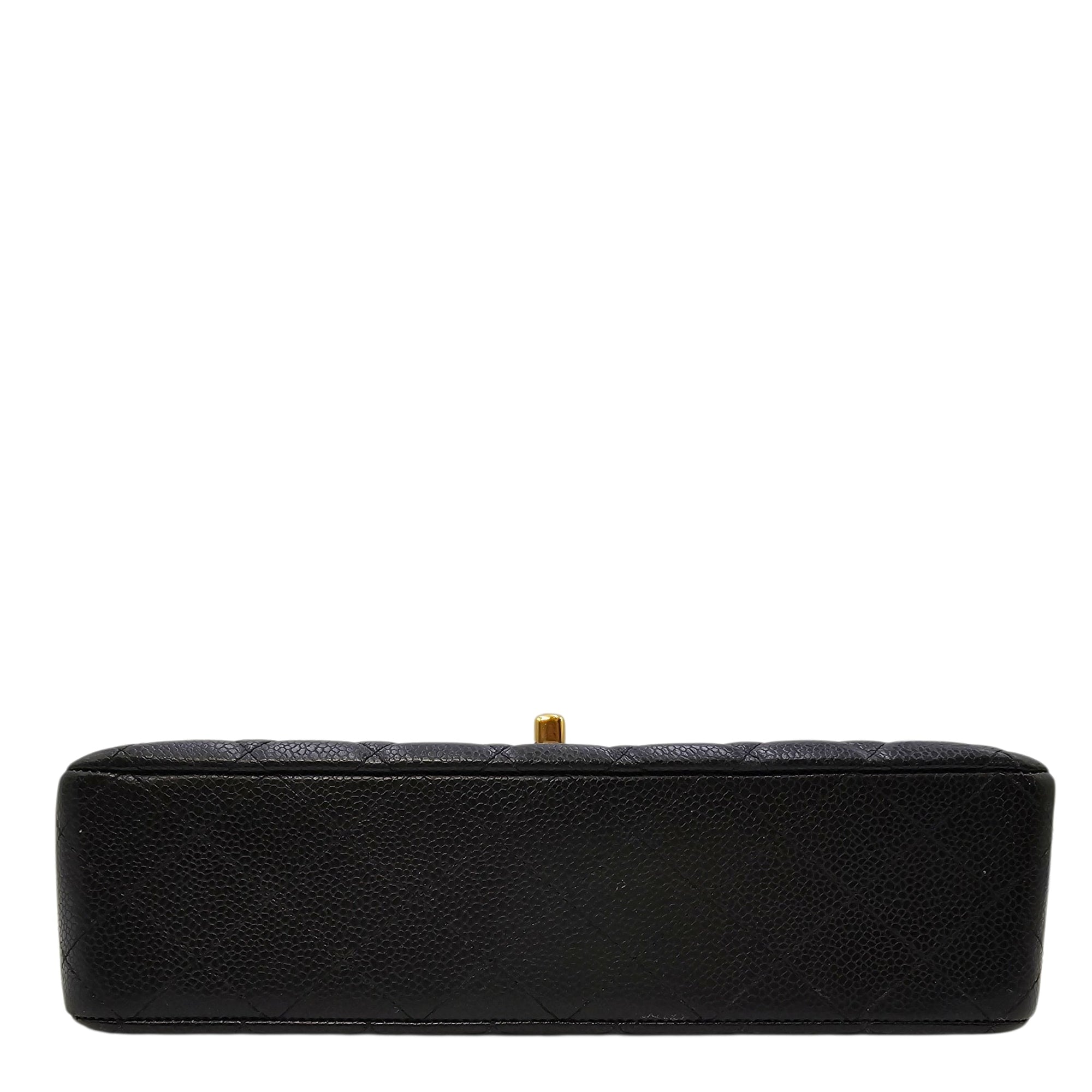 Quilted Classic Double Flap Medium Black Shoulder Bag in Caviar Leather Gold hardware CL2604-20986 5
