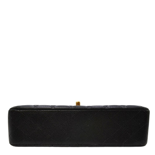 Quilted Classic Double Flap Medium Black Shoulder Bag in Caviar Leather Gold hardware CL2604-20986 5