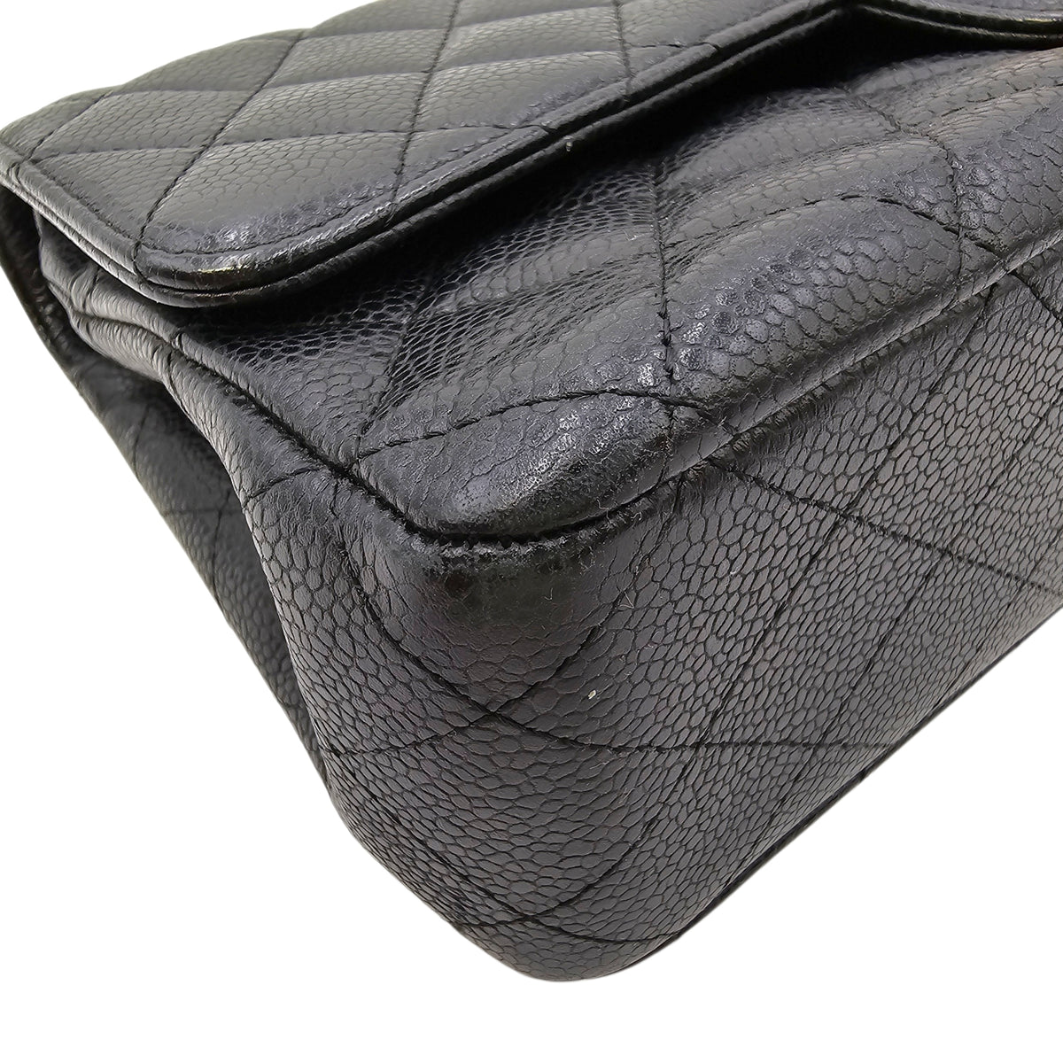 Medium Classic Flap Black Shoulder Bag in Caviar Leather Gold hardware