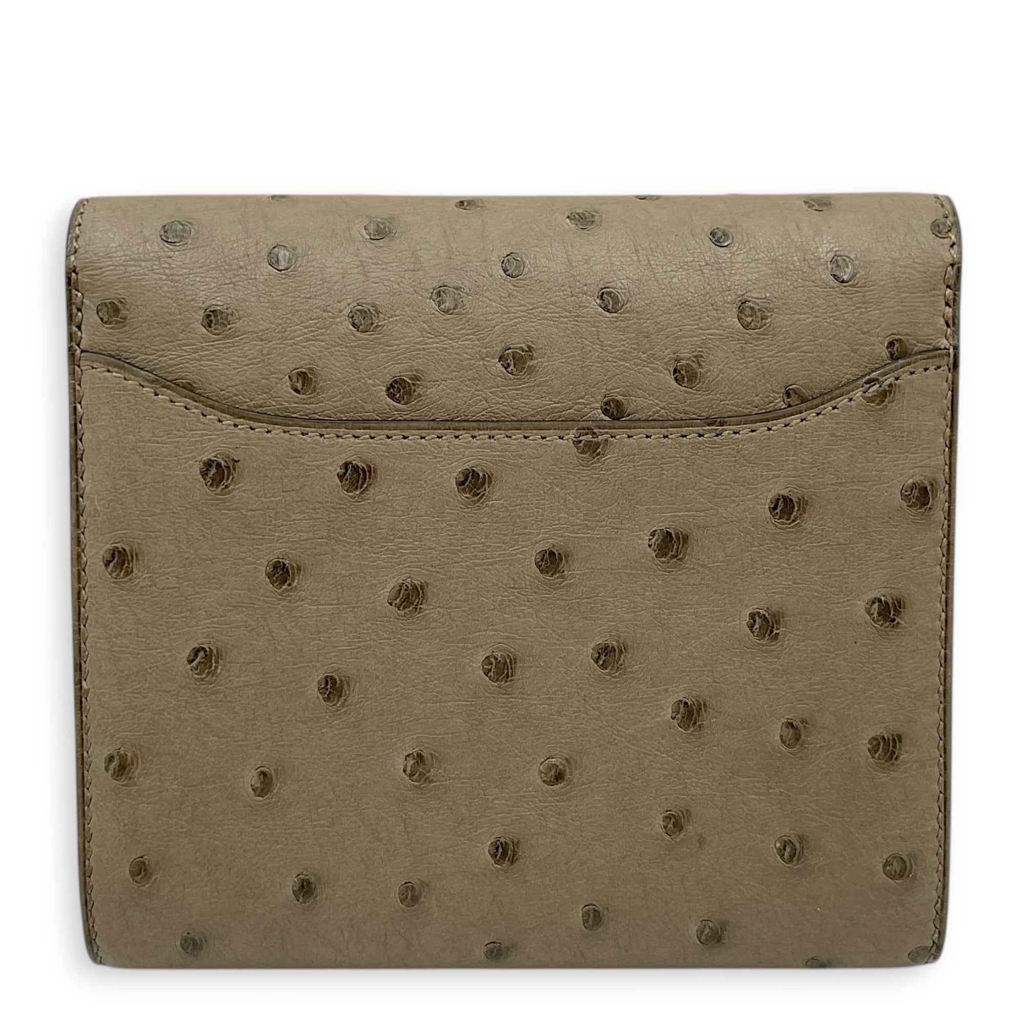 Constance Gris Asphalt Compact Wallet in Ostrich Rose Gold hardware CL2604-20991 2
