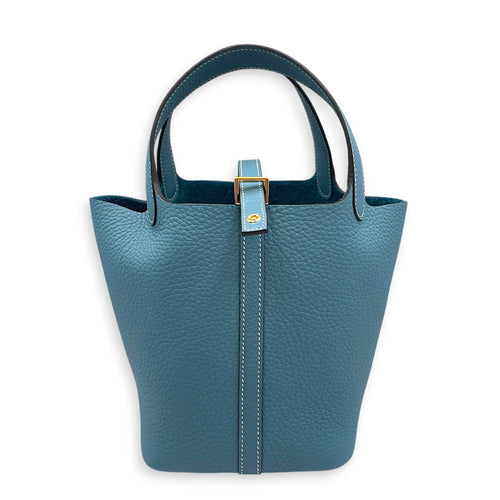 Picotin 18 Bleu Jeans in Clemence Gold hardware CL2604-21001 1