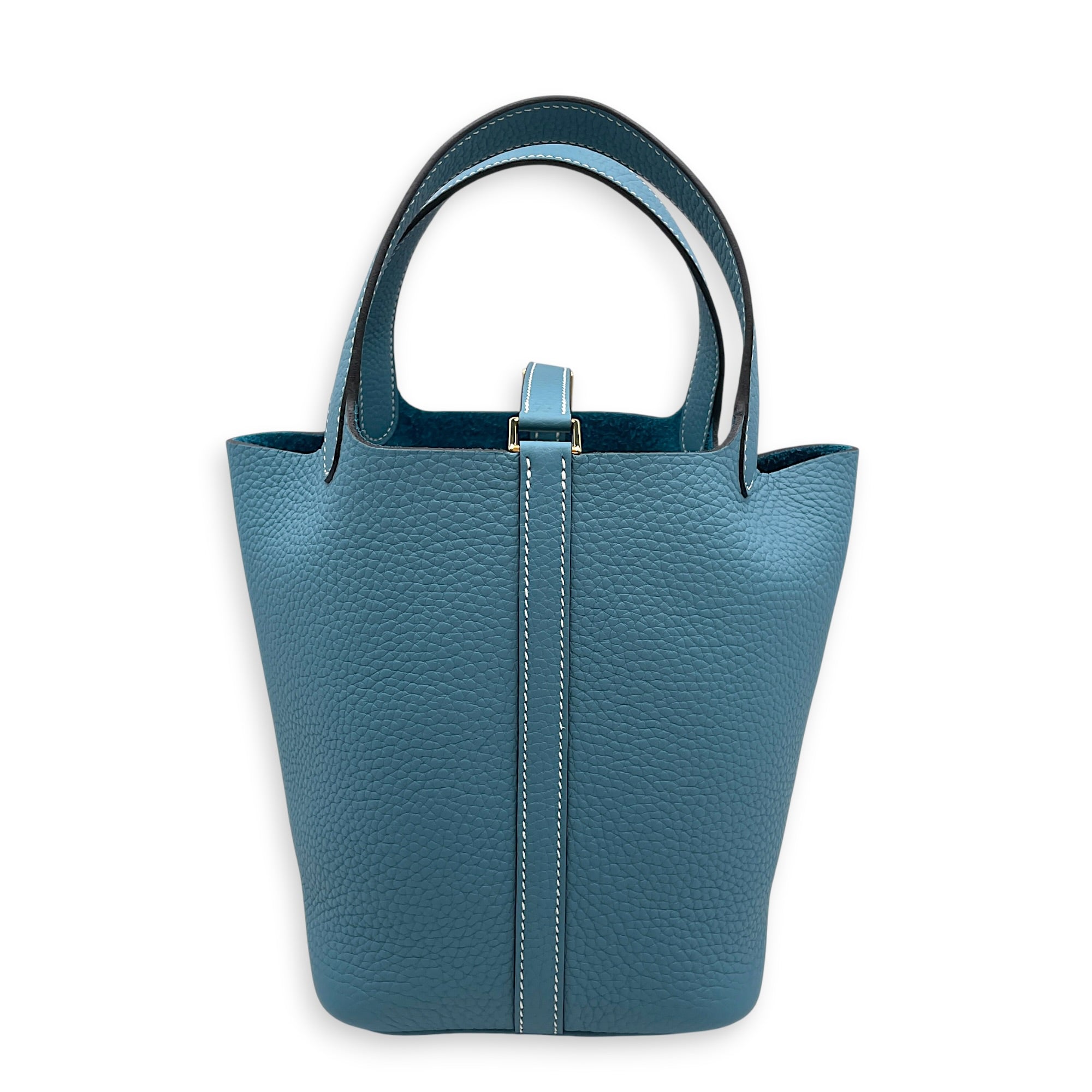 Picotin 18 Bleu Jeans in Clemence Gold hardware CL2604-21001 2