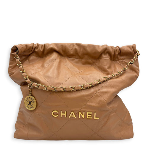 C22 Medium Brown Shoulder Bag in Calfskin Gold hardware CL2604-21004 1