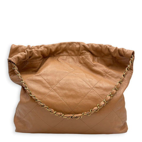 C22 Medium Brown Shoulder Bag in Calfskin Gold hardware CL2604-21004 2