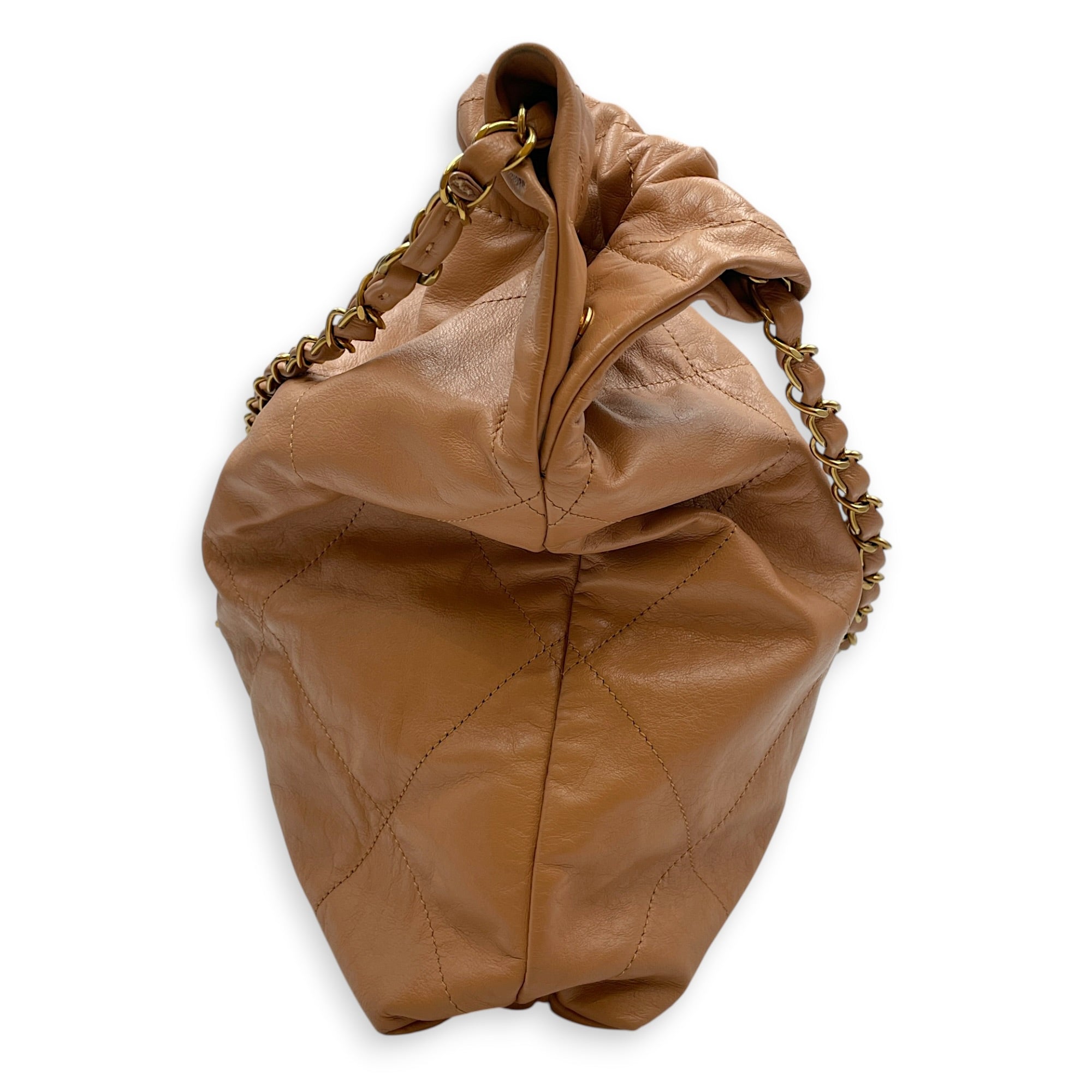 C22 Medium Brown Shoulder Bag in Calfskin Gold hardware CL2604-21004 4