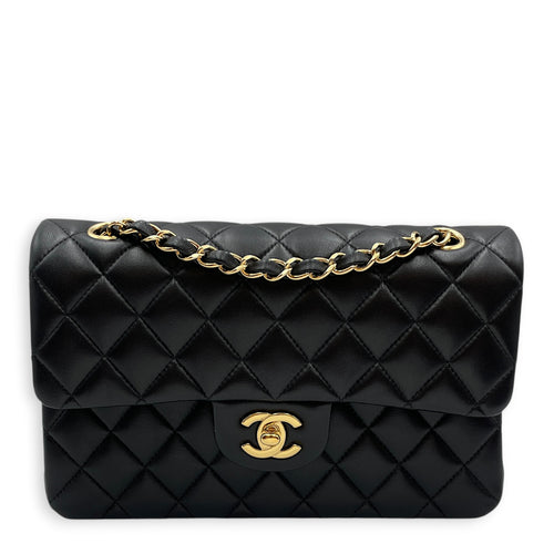 Small Classic Black Shoulder Bag in Lambskin Gold hardware