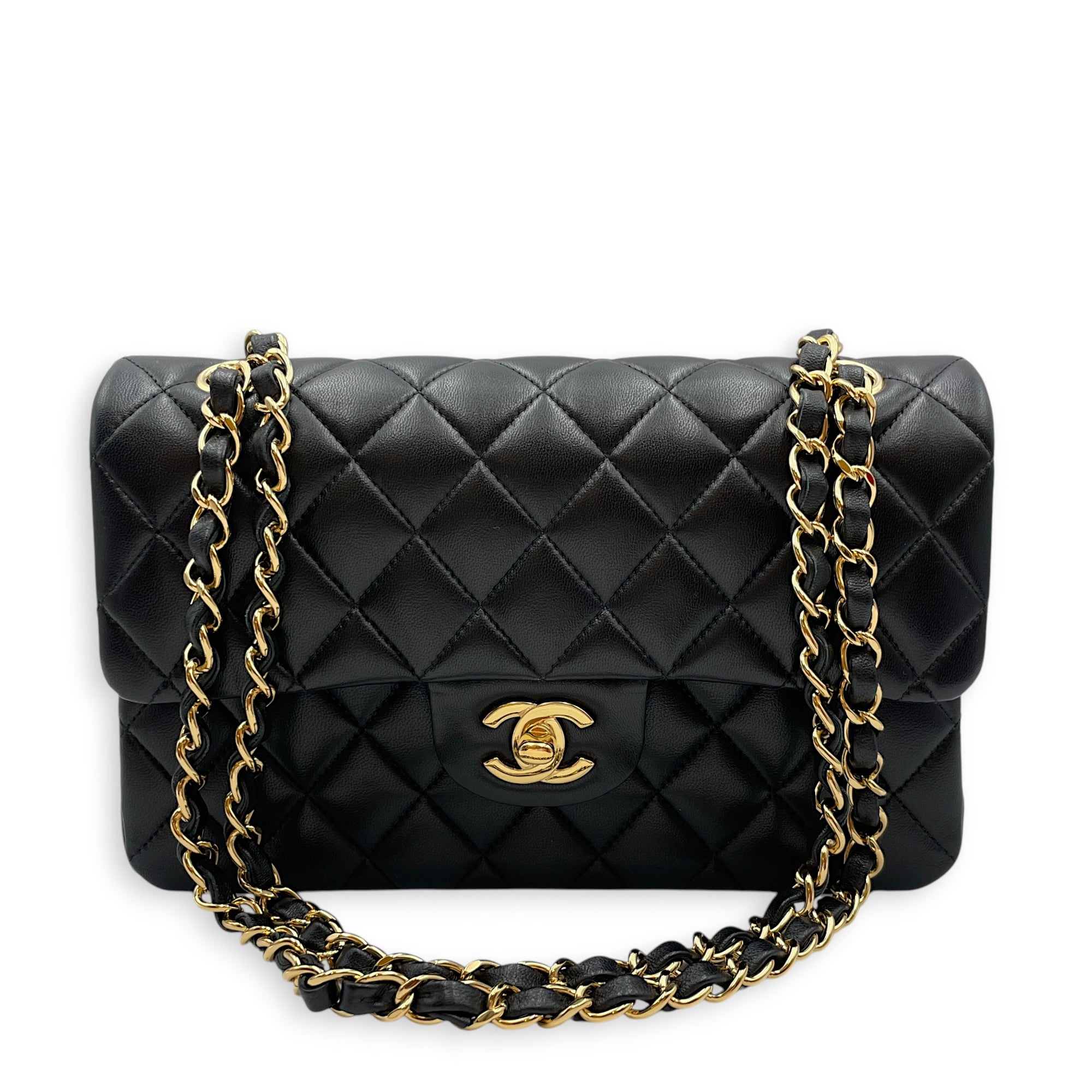 Small Classic Black Shoulder Bag in Lambskin Gold hardware