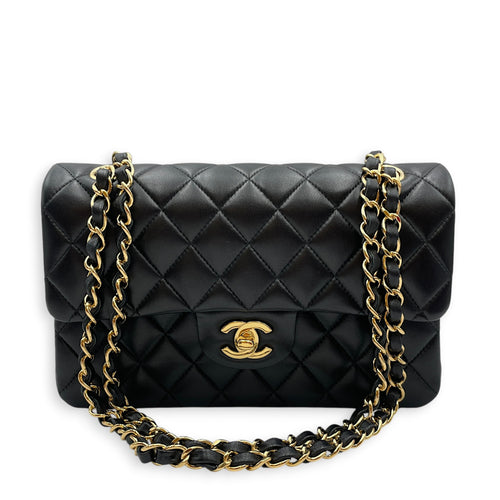Small Classic Black Shoulder Bag in Lambskin Gold hardware