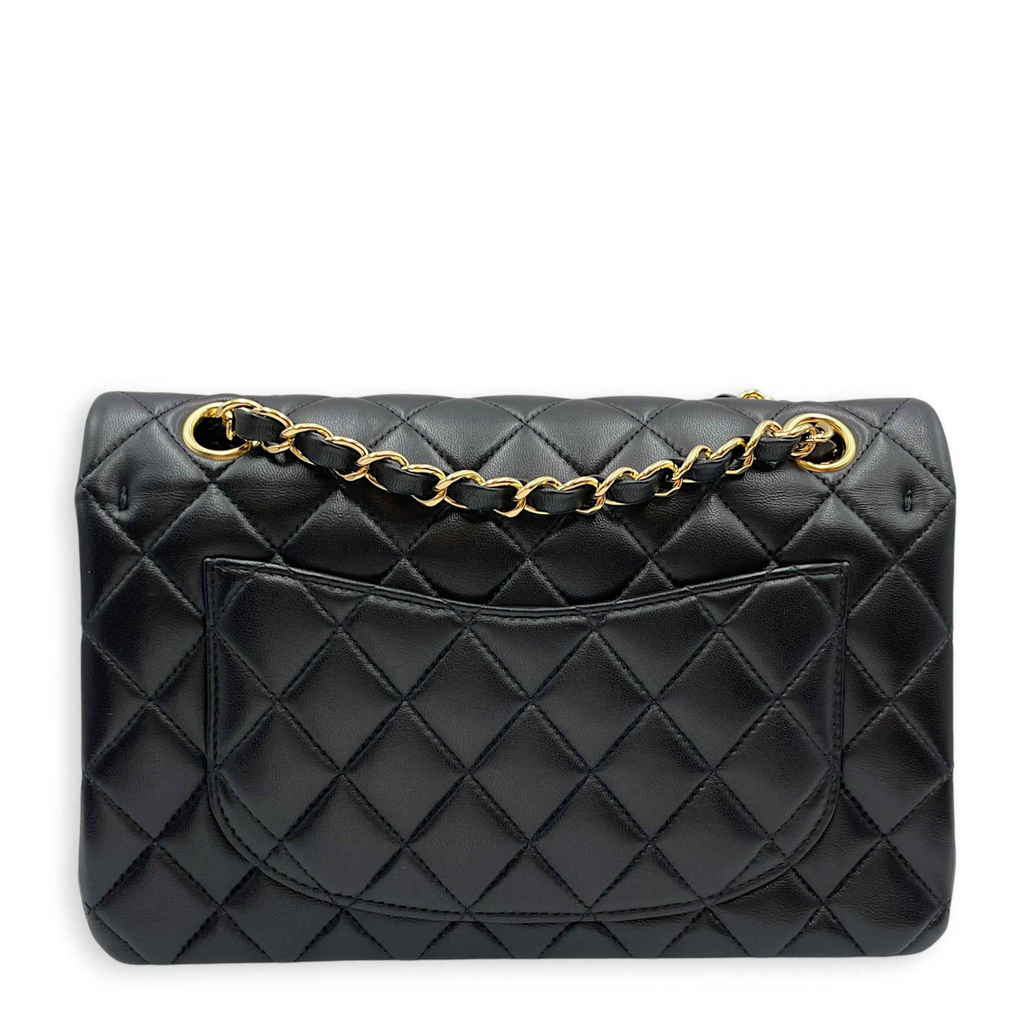 Small Classic Black Shoulder Bag in Lambskin Gold hardware