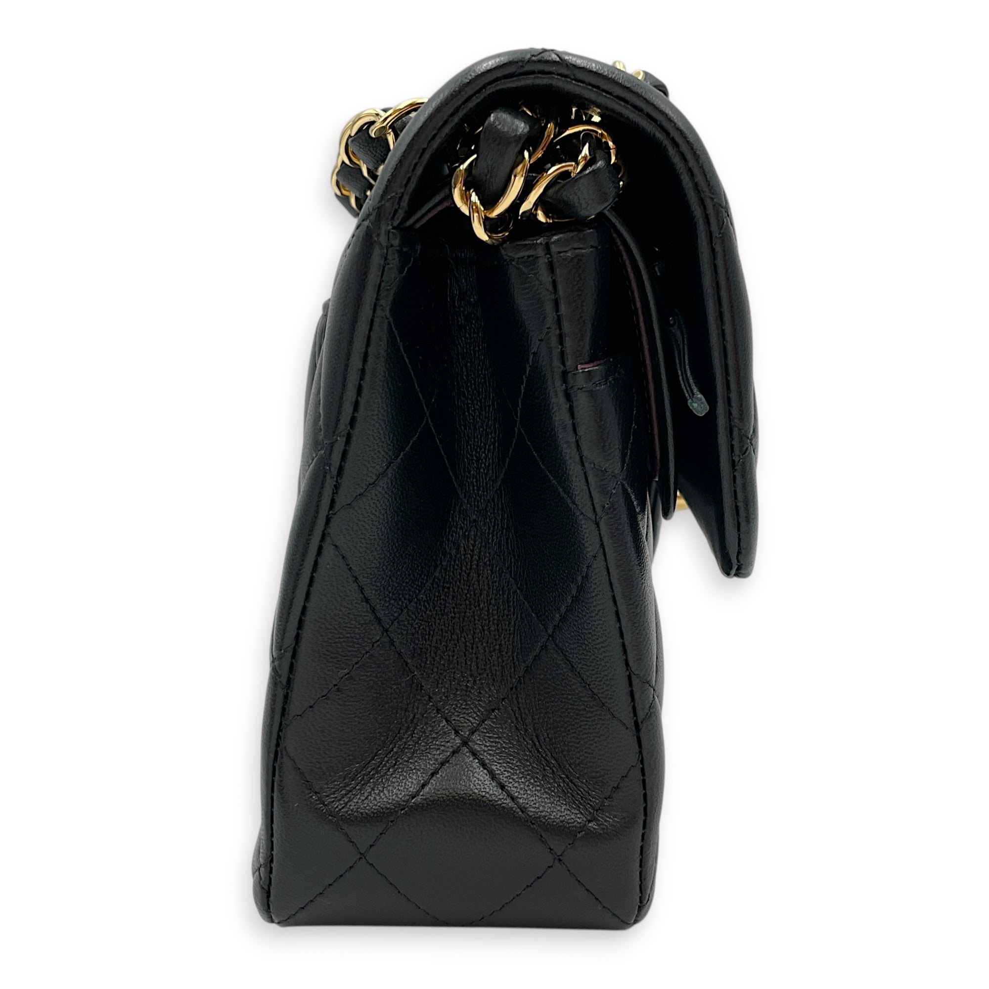 Small Classic Black Shoulder Bag in Lambskin Gold hardware