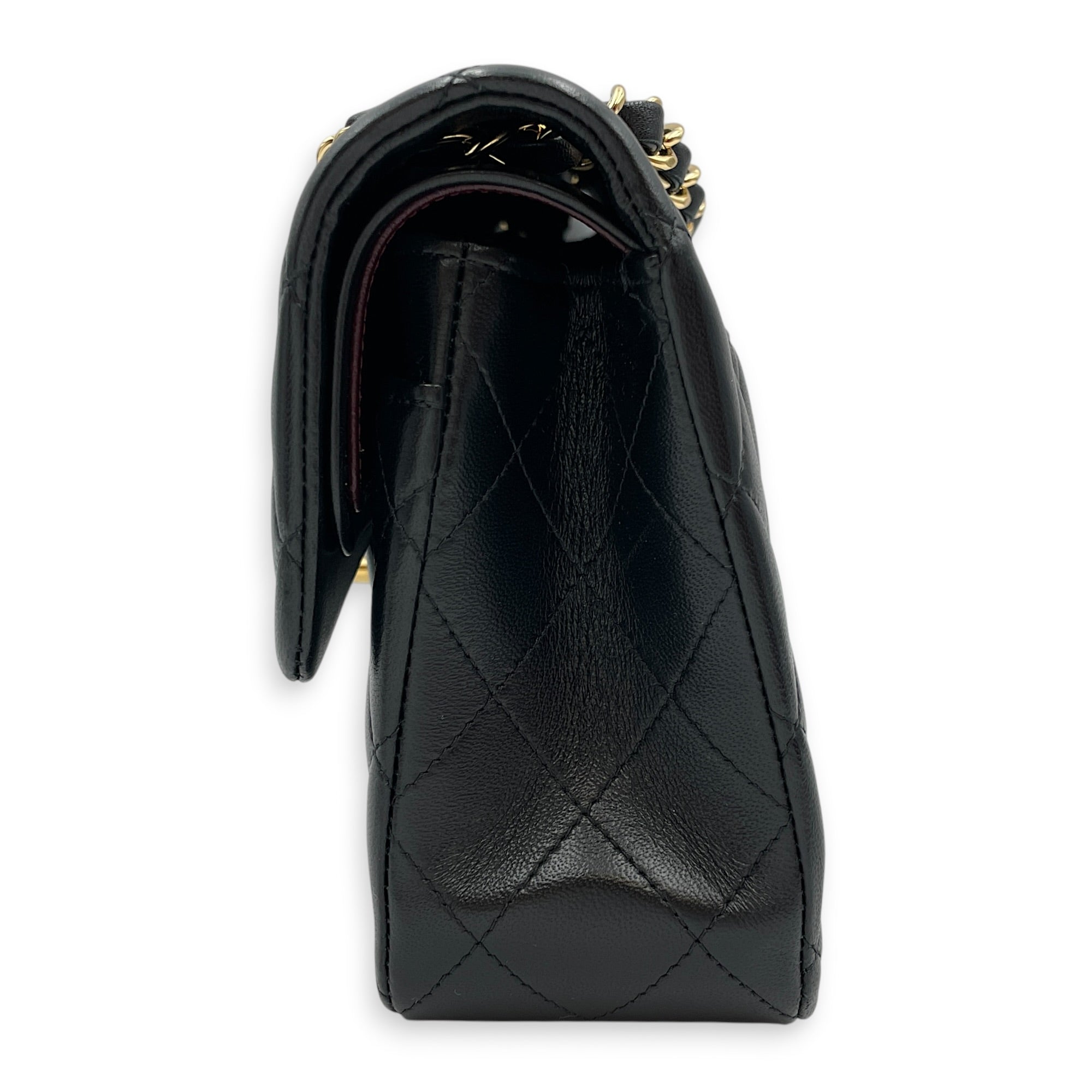 Small Classic Black Shoulder Bag in Lambskin Gold hardware