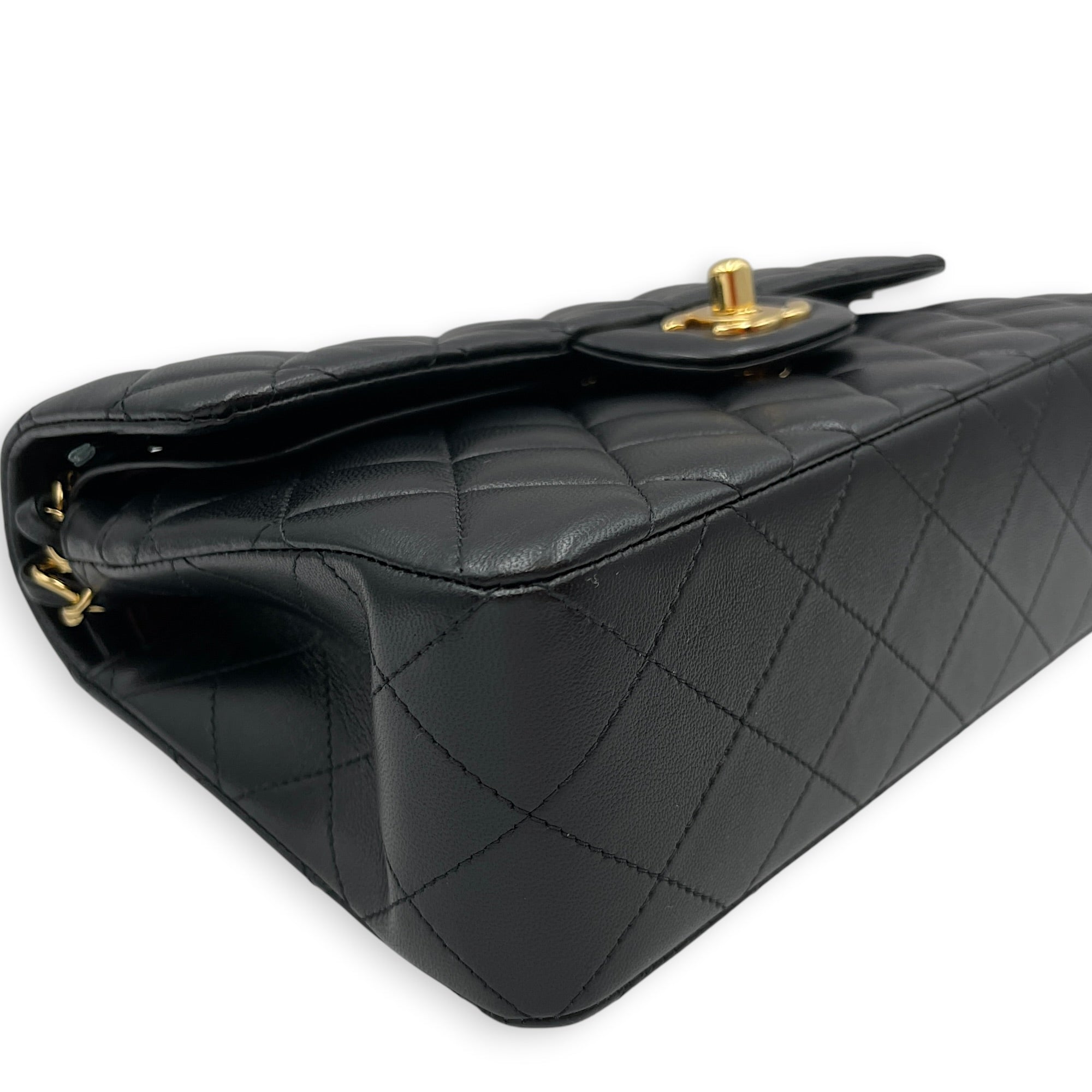 Small Classic Black Shoulder Bag in Lambskin Gold hardware